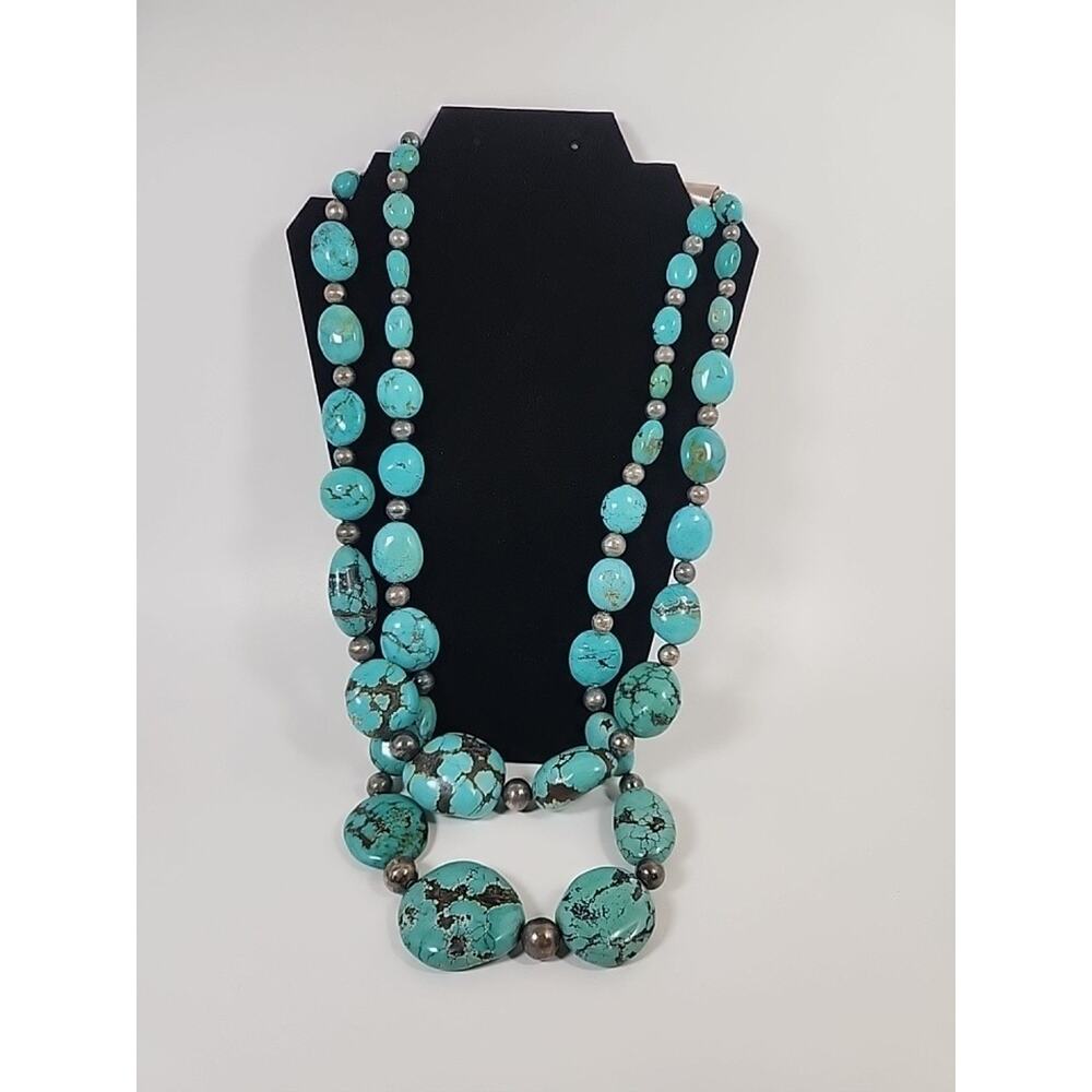 TURQUOISE NECKLACE HANDMADE LARGE NATURAL STONES